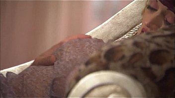 Slutty blonde in stockings fucks horny hunk in a bar