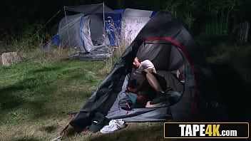 Campfire turns steamy as blonde bimbo cheats with boyfriend's old dad Campfire turns steamy as blonde bimbo cheats with boyfriend's old dad