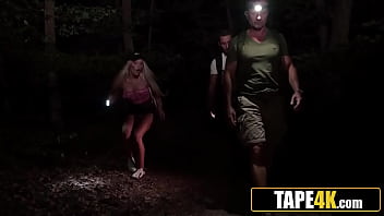 Campfire turns steamy as blonde bimbo cheats with boyfriend's old dad