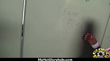 Babe sucks and fucks black cock at gloryhole 6