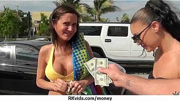 Tight teen fucks a man in front of the camera for cash 10