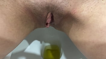 Morning compilation of yellow urine in the toilet pissing hairy pussy