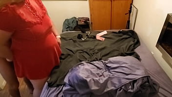 Big beautiful submissive cheating milf get's a whipping in red velvet dress