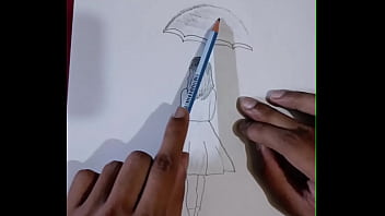 Pencil sketching charming girl with umbrella drawing step by step art creativity for you enjoy it Pencil sketching charming girl with umbrella drawing step by step art creativity for you enjoy it