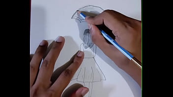 Pencil sketching charming girl with umbrella drawing step by step art creativity for you enjoy it