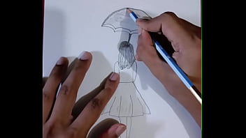 Pencil sketching charming girl with umbrella drawing step by step art creativity for you enjoy it Pencil sketching charming girl with umbrella drawing step by step art creativity for you enjoy it