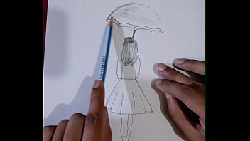 Pencil sketching charming girl with umbrella drawing step by step art creativity for you enjoy it Pencil sketching charming girl with umbrella drawing step by step art creativity for you enjoy it