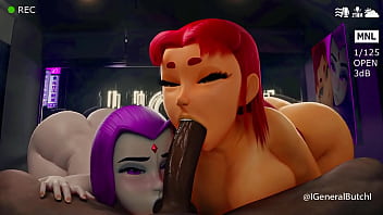 Starfire y raven sucking