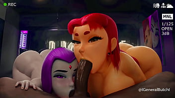 Starfire y raven sucking