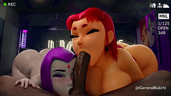 Starfire y raven sucking