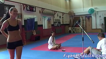 Bigtit asian wrestles and licks eurobabe