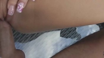 Brunette babe fucked hard outside on the balcony