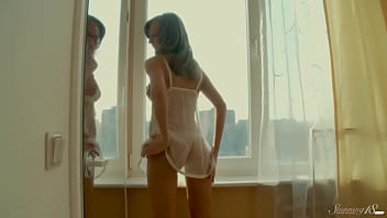 Slim teen junia a is tending 2 her shaved garden till gets off