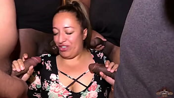 This big booty arab freak was so ready for her 1st gang bang and she was talking big mess the whole time until vi