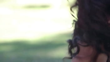 Naked beauty with big boobs shows shaved pussy