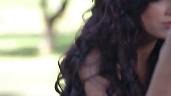 Naked beauty with big boobs shows shaved pussy