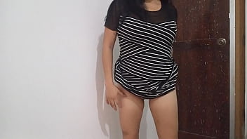 Sexy stepmother does a sexy dance and shows her buttocks before going to a wedding