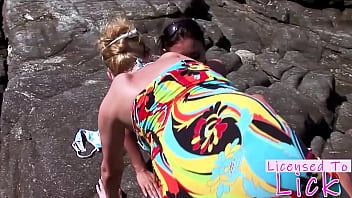 Licensed to lick tarra white eating her pussy at beach