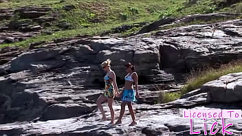 Licensed to lick tarra white eating her pussy at beach