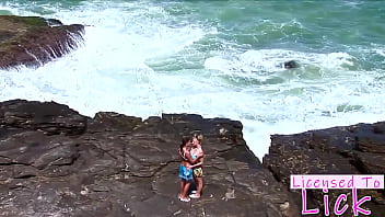 Licensed to lick tarra white eating her pussy at beach