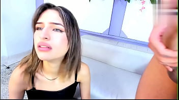 Huge cock fucks little jasmine's hard mouth