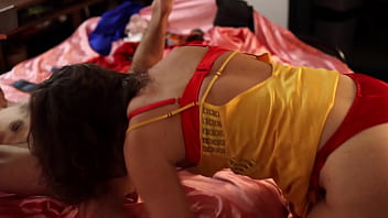 2251eo french amateur red satin bra and panties stockings rimming deepthroat pussy fuck dirty talk cumshot