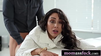 Lilly teaches her voyeur stepson a hardcore anal lesson on the couch