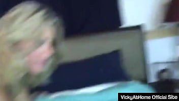 Chesty vicky vette milks her lover's cock with her hands and mouth