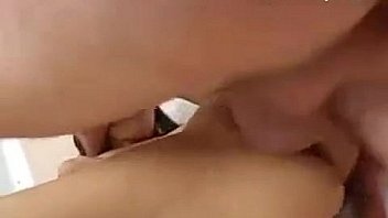 Cute brunette with bare pussy takes big cock deep