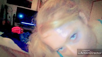 Blonde amature babe sucks cock and get cum