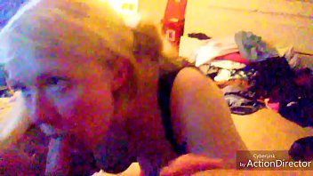 Blonde amature babe sucks cock and get cum