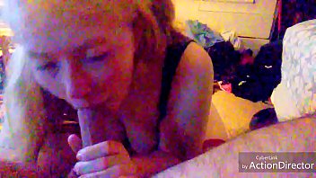 Blonde amature babe sucks cock and get cum