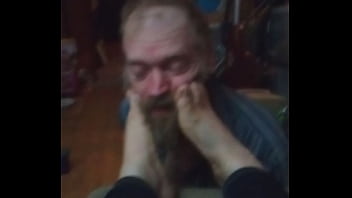 Toe fucked in the nose hole