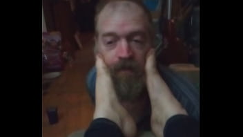Toe fucked in the nose hole