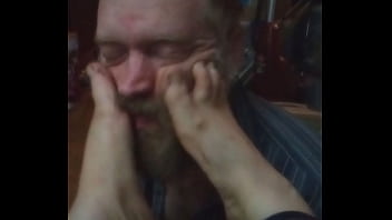 Toe fucked in the nose hole