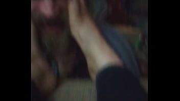 Toe fucked in the nose hole