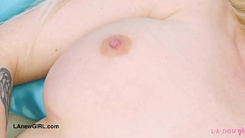 Blonde bombshell naked close up