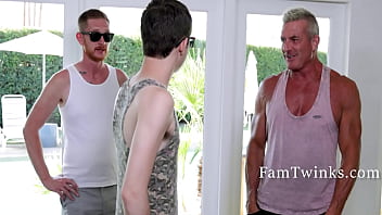 Stepdad Is The Bottom While Stepsons Fuck Him thumbnail