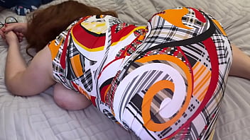 The stepmom spread her legs and her stepson saw her panties