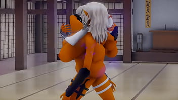 Two elf ninja fight mmd