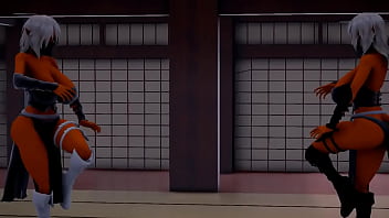 Two elf ninja fight mmd