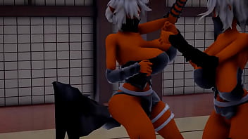 Two elf ninja fight mmd