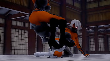 Two elf ninja fight mmd