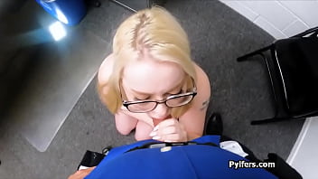 Pumping curvy blond after getting caught