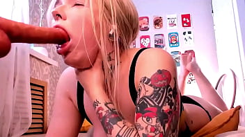 Naughty blonde sensually cums from the caresses of masturbation