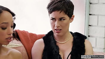 Lesbian olive glass convinced her straight ebony friend alexis tae to try out women she slowly inserts her finger inside her pussy while they kiss