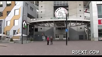 Hot slut sucks hard ramrod wild