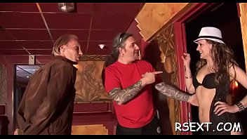 Hot slut sucks hard ramrod wild