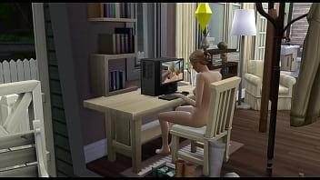 Sims girl masturbates and watches porn