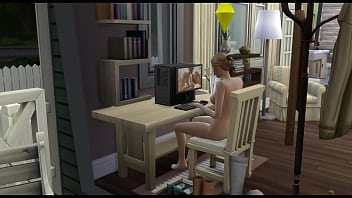 Sims girl masturbates and watches porn